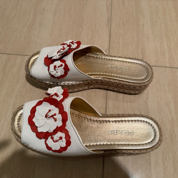 Prada Platform Espadrilles Napa Flowers Sandals - Picture 4 of 4